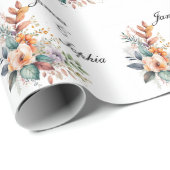 Personalized Floral Bridal Wedding Wrapping Paper ラッピングペーパー (ロールコーナー)