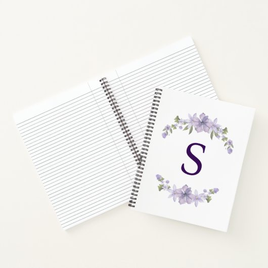 Personalized Floral Bridesmaid Initial Spiral ノートブック (内部)