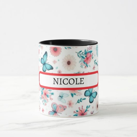 “Personalized Floral Butterfly Coffee Mug for Gift マグカップ (中央)