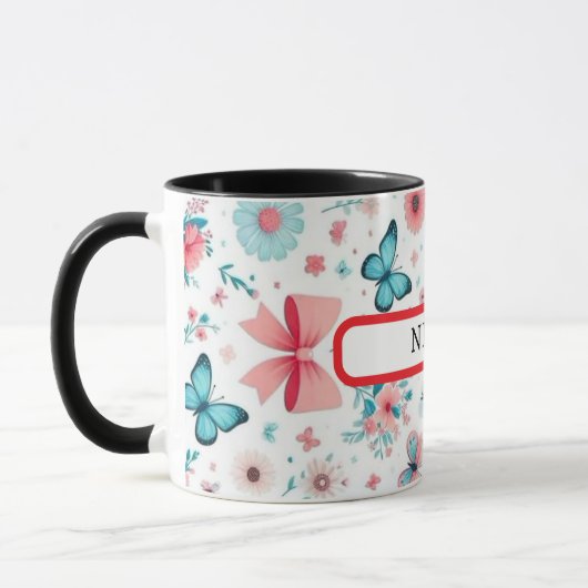 “Personalized Floral Butterfly Coffee Mug for Gift マグカップ (左)