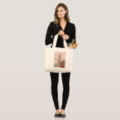 "Personalized Floral Canvas Tote – Eco-Friendly & ラージトートバッグ (正面(モデル))