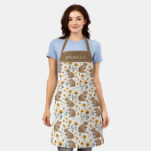 Personalized Floral Capybara エプロン (着用した状態)