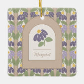Personalized Floral Ceramic Photo Ornament セラミックオーナメント (正面)