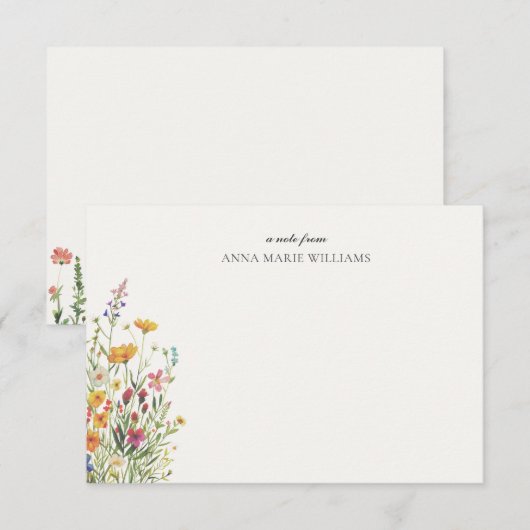 Personalized Floral Chic Elegant Note Card ノートカード (正面/裏面)