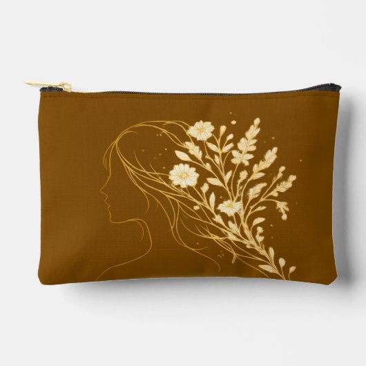 Personalized Floral Cosmetic Bag Women's Day Gift アクセサリーポーチ (正面)