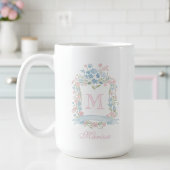 Personalized Floral Crest Mug コーヒーマグカップ
