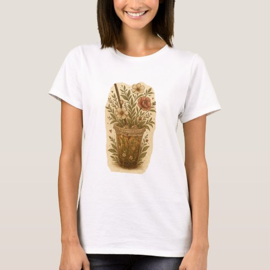 Personalized Floral Cup Illustration Gift Tシャツ (正面)
