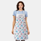 Personalized Floral custom All-Over Print Apron エプロン (着用した状態)