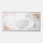 Personalized Floral Desk Mat - Elegant Workspace デスクマット (キーボード&マウス)