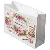 Personalized Floral Gift Bag With Custom Name ラージペーパーバッグ (正面アングル)