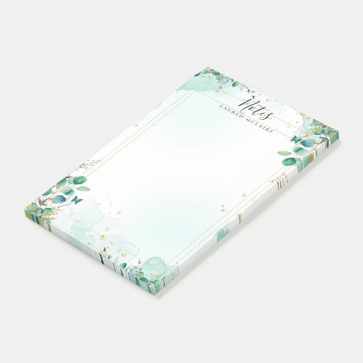 Personalized Floral Gold Frame ポストイット (アングル)