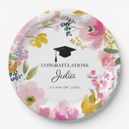 Personalized Floral Graduation Party Decor ペーパープレート