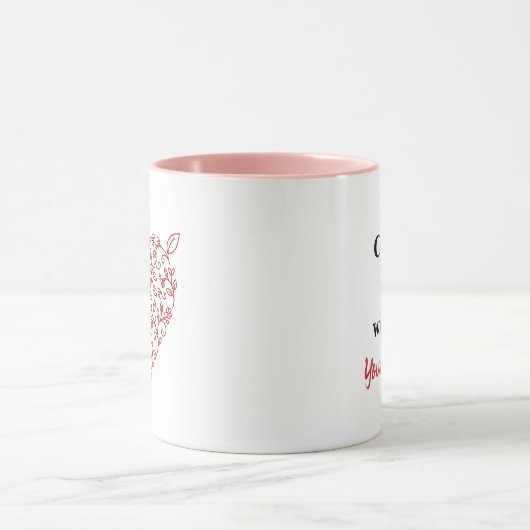 Personalized Floral Heart Valentine's Coffee Mug マグカップ (中央)