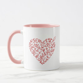 Personalized Floral Heart Valentine's Coffee Mug マグカップ