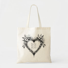Personalized Floral Heart Wedding Tote トートバッグ