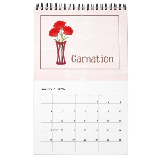 Personalized Floral Illustrations Calendar カレンダー (1月 2026)