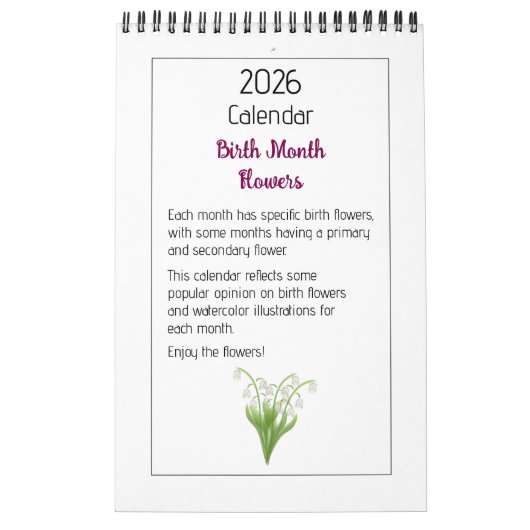 Personalized Floral Illustrations Calendar カレンダー (カバー)