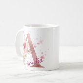 Personalized Floral Initial Mug - Letter A コーヒーマグカップ (正面左)