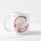 Personalized Floral Initial Mug – Letter C コーヒーマグカップ (左)