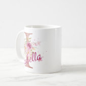 Personalized Floral Initial Mug – Letter I コーヒーマグカップ (正面左)