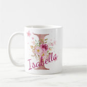 Personalized Floral Initial Mug – Letter I コーヒーマグカップ (左)