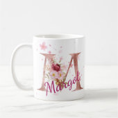 Personalized Floral Initial Mug – Letter M コーヒーマグカップ (左)
