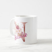Personalized Floral Initial Mug – Letter N コーヒーマグカップ (正面左)