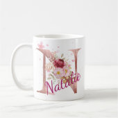 Personalized Floral Initial Mug – Letter N コーヒーマグカップ (左)