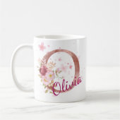 Personalized Floral Initial Mug – Letter O コーヒーマグカップ (左)