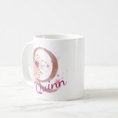 Personalized Floral Initial Mug – Letter Q コーヒーマグカップ (正面左)