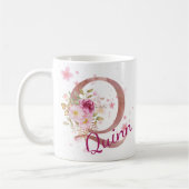 Personalized Floral Initial Mug – Letter Q コーヒーマグカップ (左)