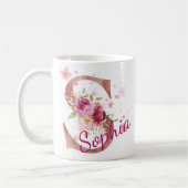 Personalized Floral Initial Mug – Letter S コーヒーマグカップ (左)