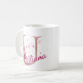 Personalized Floral Initial Mug – Letter U コーヒーマグカップ (正面左)