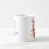 Personalized Floral Initial Mug – Letter U コーヒーマグカップ (中央)