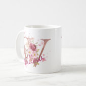 Personalized Floral Initial Mug – Letter W コーヒーマグカップ (正面左)