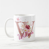 Personalized Floral Initial Mug – Letter W コーヒーマグカップ (左)