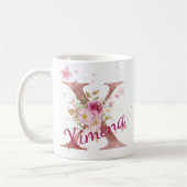 Personalized Floral Initial Mug – Letter X コーヒーマグカップ (左)