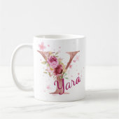 Personalized Floral Initial Mug – Letter Y コーヒーマグカップ (左)