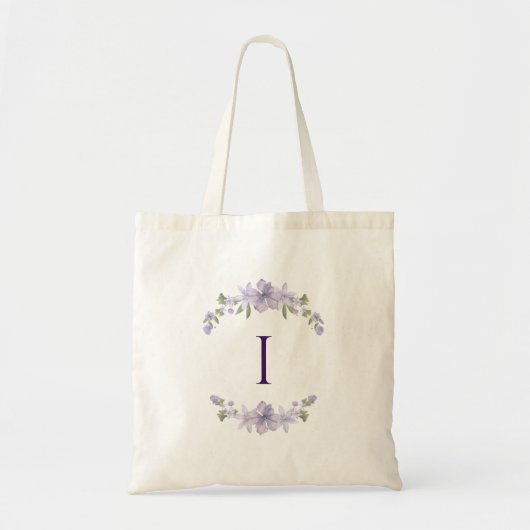 Personalized Floral Initial Tote | Bridesmaid Gift トートバッグ (正面)