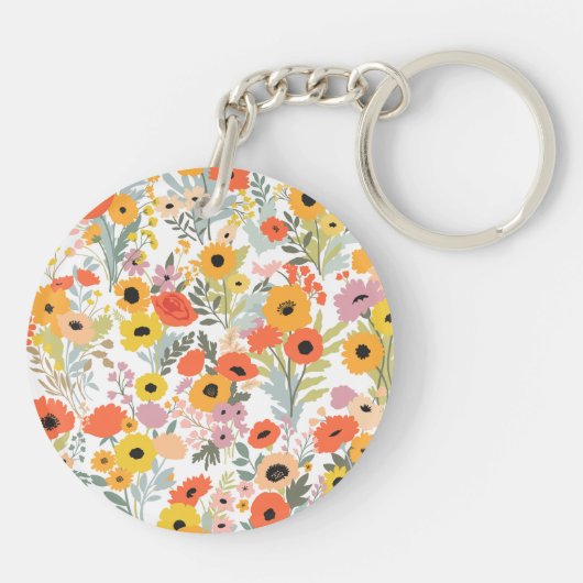 Personalized floral keychain for her  キーホルダー (裏面)