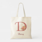 Personalized Floral Letter D Monogram Tote トートバッグ (裏面)