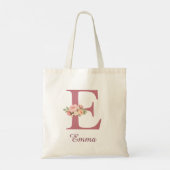 Personalized Floral Letter E Monogram Tote トートバッグ (裏面)