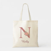 Personalized Floral Letter N Monogram Tote トートバッグ (裏面)