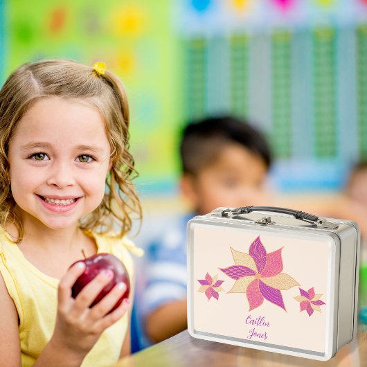 Personalized Floral Lunchbox – Pink Metal Lunchbox メタルランチボックス