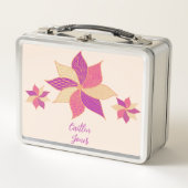 Personalized Floral Lunchbox – Pink Metal Lunchbox メタルランチボックス (正面)