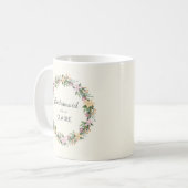 Personalized Floral Maid of Honor Mug コーヒーマグカップ (正面左)