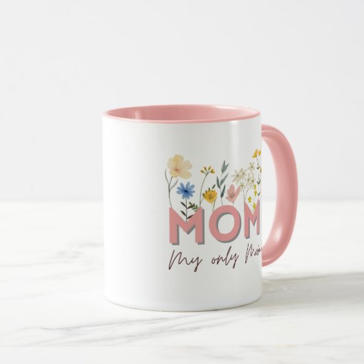 Personalized Floral Mom Mug . マグカップ (正面右)