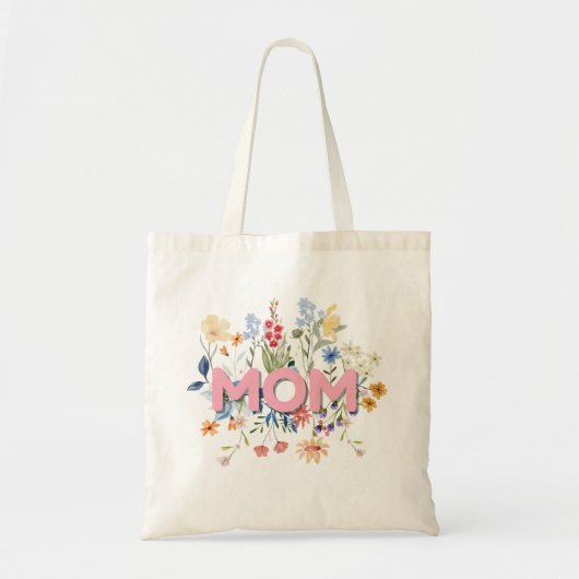 Personalized Floral Mom Tote Bag トートバッグ (正面)