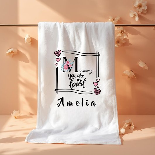 Personalized Floral Mommy Bath Towel バスタオル