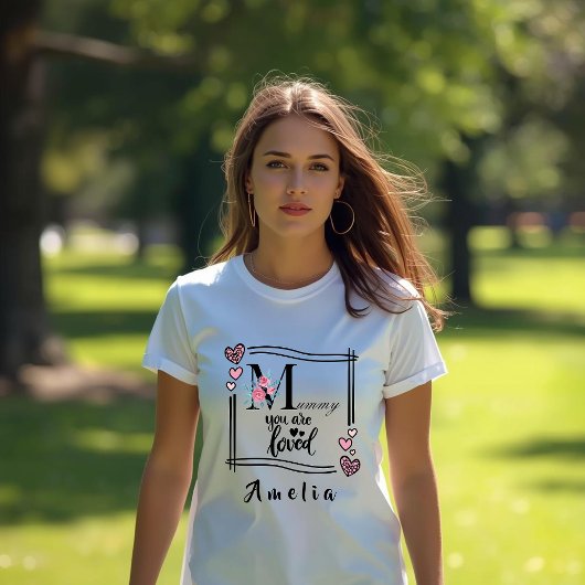 Personalized Floral Mommy T-Shirt Tシャツ